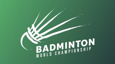 Badminton Logosu, badminton spor duvar kağıdı fotokopi alanı, illüstrasyon Vector EPS 10