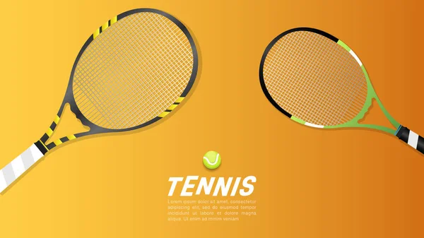 テニスコートの背景にボールを持つテニスラケット イラスト オンラインスポーツイベント イラストベクトルEps — ストックベクタ