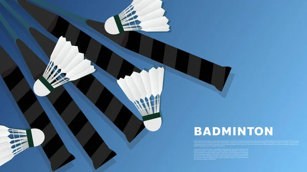 Raquete Badminton Com Badminton Branco Shuttlecock Papel Parede Esportes Badminton — Vetor de Stock