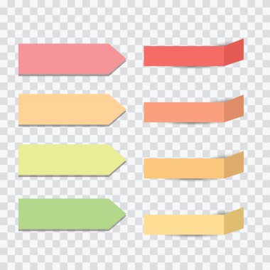 Renkli yapışkan notlar. Beyaz üzerine vektör illüstrasyonu 