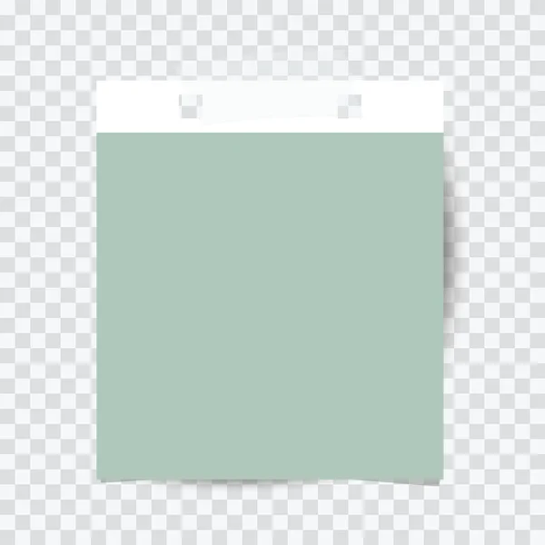 Realistiskt Blankt Papper Med Grön Ram Transparent Bakgrund Vektor Illustration — Stock vektor