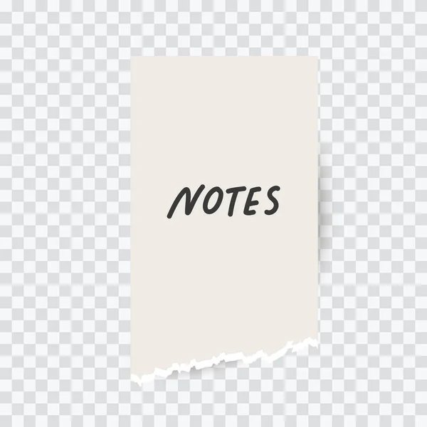Note Vectorielle Réaliste Avec Papier Note — Image vectorielle