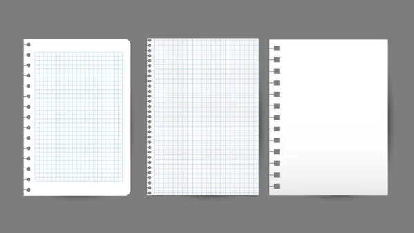 带有笔记本和螺旋的空白纸片 — 图库矢量图片
