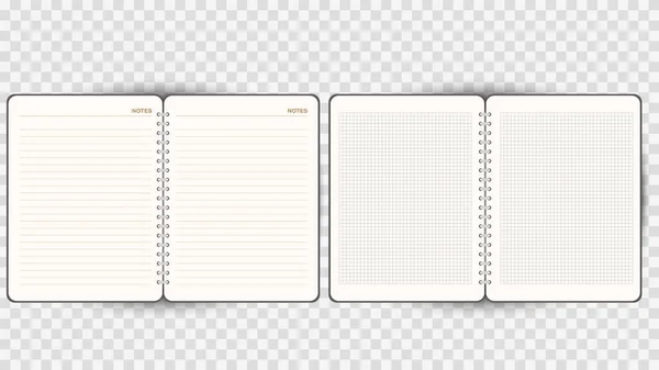 Vector Notebook Template Met Realistische Transparante Pagina Notitieboek Met Spiraal — Stockvector