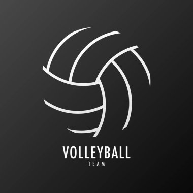 Voleybol sembolü vektörü, voleybol topunun çizgi çizimi, modern tasarım, siyah zemin üzerinde izole edilmiş, illüstrasyon Vector EPS 10