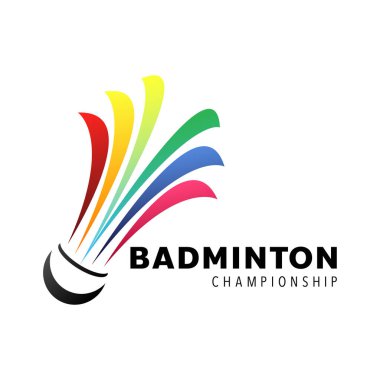 Badminton Logosu, badminton kortu, basit düz tasarım stili, online spor etkinliklerinde kullanılacak resimler, illüstrasyon Vector EPS 10