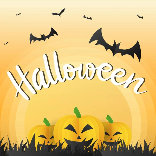 Fond Halloween Avec Citrouilles Chauves Souris — Image vectorielle