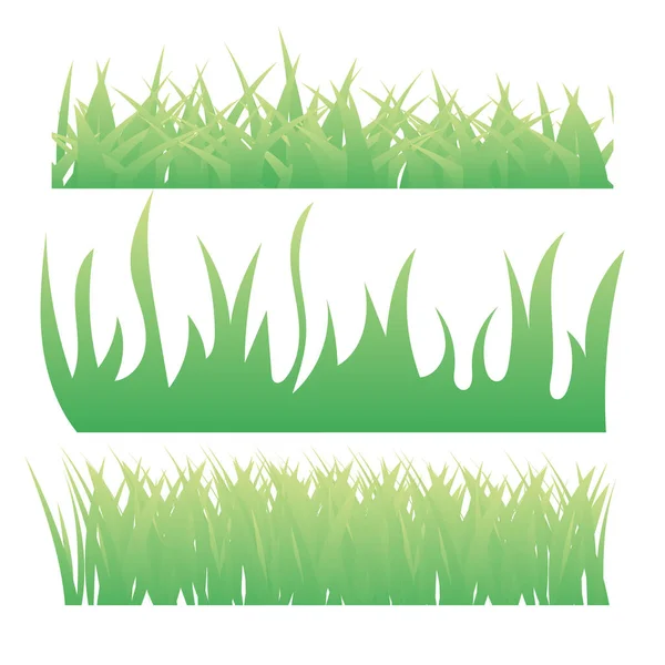 Gras Und Grüne Blätter Auf Weißem Hintergrund — Stockvektor