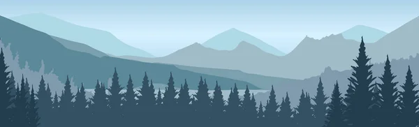 Paysage Montagne Avec Montagnes Forêt — Image vectorielle