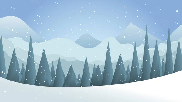 Winterlandschaft Mit Schnee Und Bergen — Stockvektor
