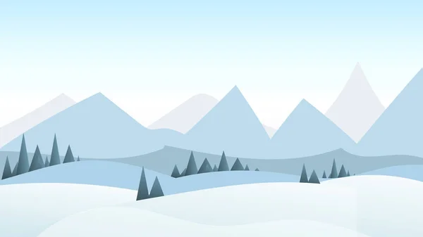 Paysage Hivernal Avec Neige Montagnes — Image vectorielle