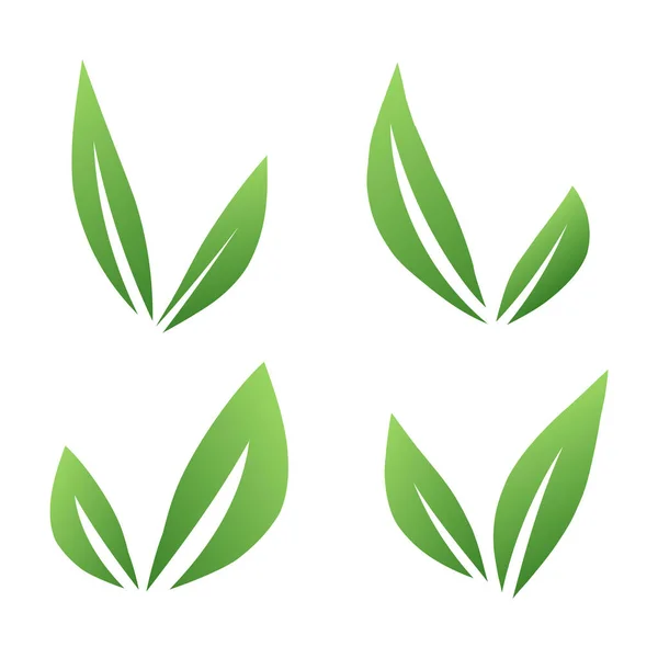 Ein Satz Grüner Blätter Vektorillustration — Stockvektor