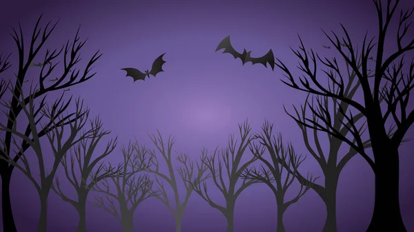 Halloween Fundo Com Morcegos Árvores —  Vetores de Stock