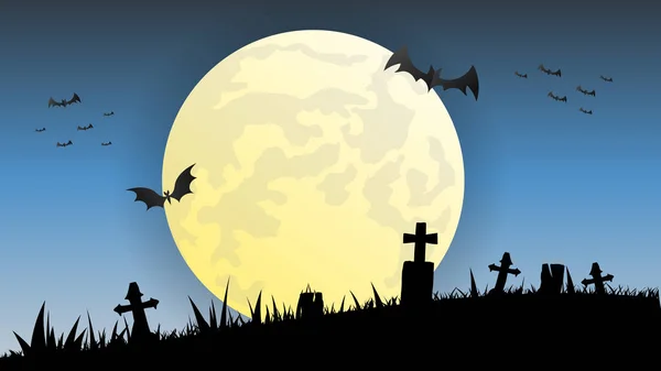 Halloween Fundo Com Abóboras Morcegos Cemitério Ilustração Vetorial —  Vetores de Stock