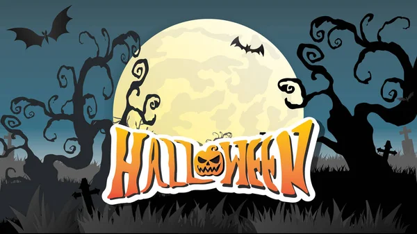 Fondo Halloween Con Calabazas Luna — Vector de stock