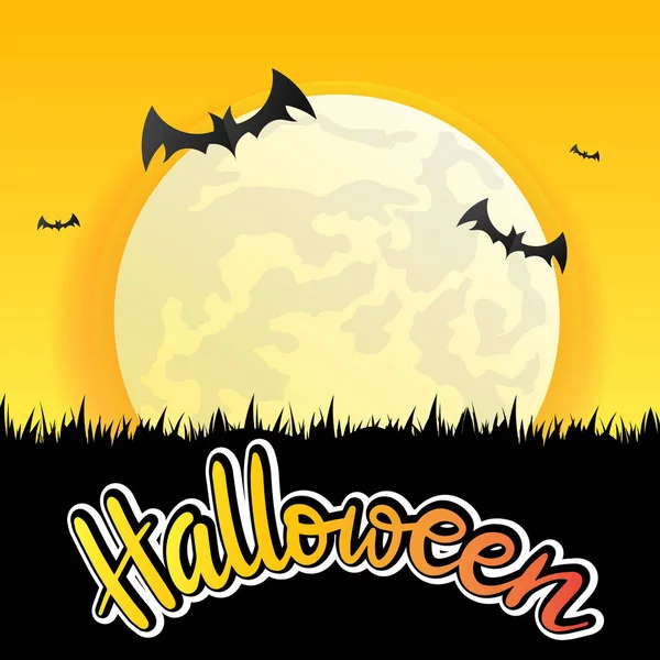 Halloween Arrière Plan Avec Les Chauves Souris Lune — Image vectorielle