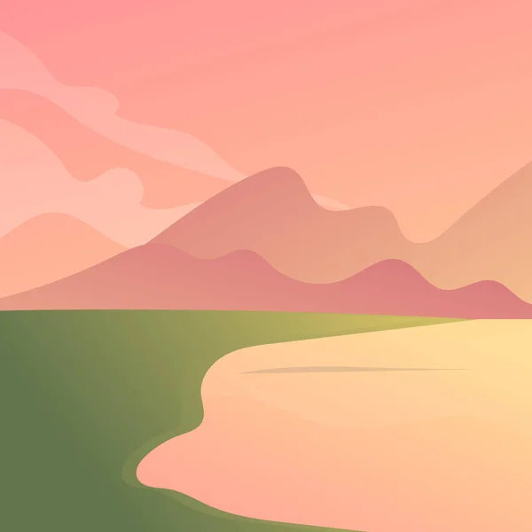 Paysage Fond Avec Lac Montagnes — Image vectorielle