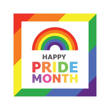 Gurur bayrağı veya gökkuşağı renkleri, insan hakları veya çeşitlilik kavramına sahip LGBTQ Onur Ayı, beyaz arkaplanda izole edilmiş, Vektör illüstrasyon EPS 10