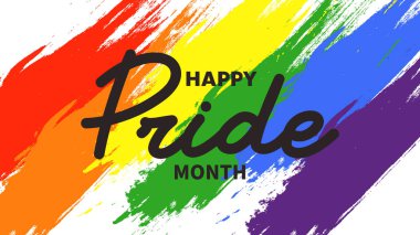 Gurur bayrağı veya gökkuşağı renkleri, insan hakları veya çeşitlilik kavramına sahip LGBTQ Onur Ayı, beyaz arkaplanda izole edilmiş, Vektör illüstrasyon EPS 10