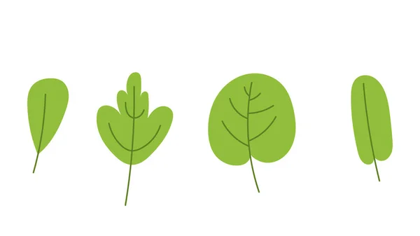 Set Green Leaf Icons — Stock Vector