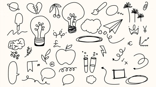 Conjunto Vetorial Doodle Mão Desenhada Ícones Doodle —  Vetores de Stock