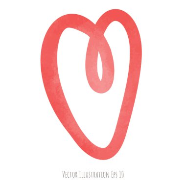 Beyaz zemin üzerine suluboya kırmızı kalp 