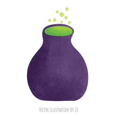 Suluboya el yeşile boyanmış mor kupa 