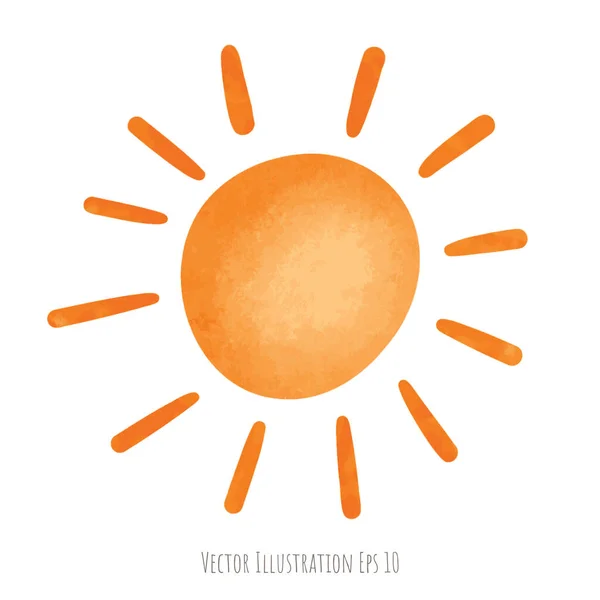 Sonnensymbol Handgezeichnete Aquarell Vektorillustration — Stockvektor