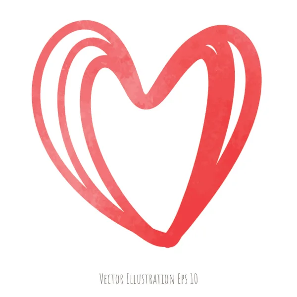 Icono Forma Del Corazón Estilo Acuarela — Vector de stock