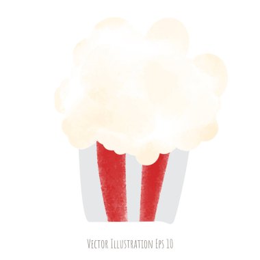 Patlamış mısır el çizimi, beyaz arkaplanda izole edilmiş, vektör illüstrasyon EPS 10