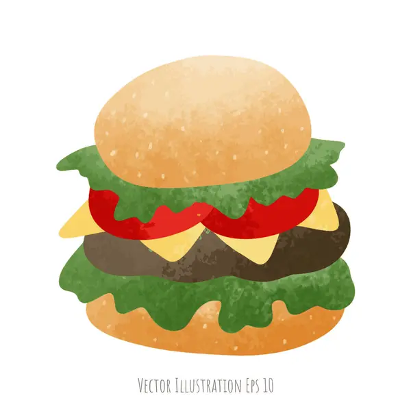 Burger Vektor Illustration Handgezeichnet — Stockvektor