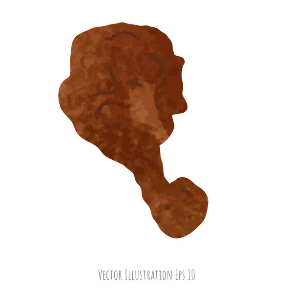 Жареная курица барабанные палочки руки нарисованы, изолированы на белом фоне, векторная иллюстрация EPS 10