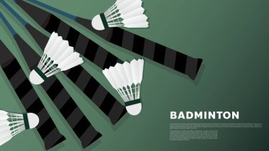 badminton topu ve servis horozu. Spor malzemeleri. vektör illüstrasyonu