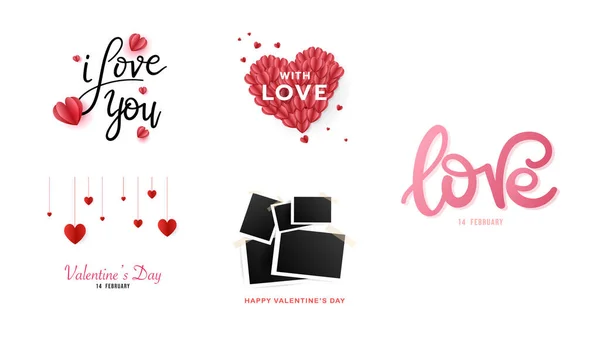 Valentijnskaart Met Liefdesharten Vectorillustratie — Stockvector