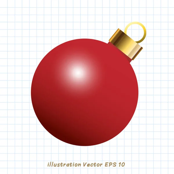 Красный Рождественская Безделушка Белом Фоне Векторный Дизайн — стоковый вектор