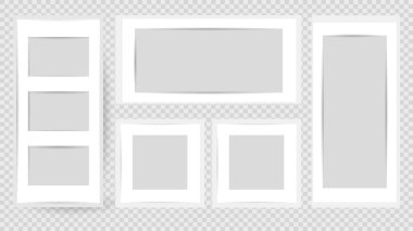 Gerçekçi beyaz boş fotoğraf çerçeveleri seti. vektör