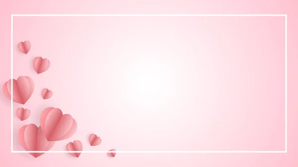 バレンタインデーの背景にハートとピンクのハート — ストックベクタ