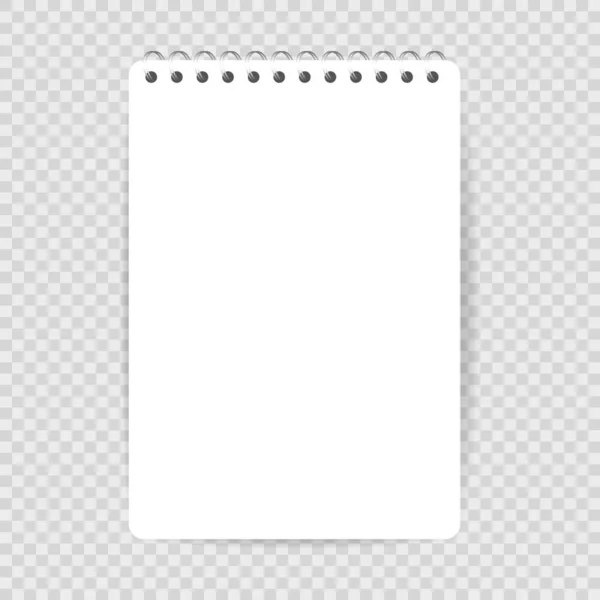 Prázdný List Papíru Prázdným Průhledným Pozadím — Stockový vektor
