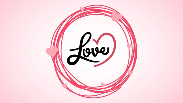 Liefde Tekst Belettering Ontwerp Voor Valentijnsdag Vector Illustratie Eps — Stockvector