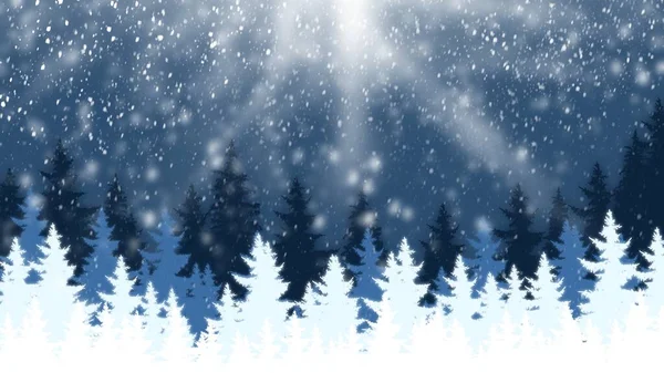 圣诞雪花与树木的背景 — 图库照片