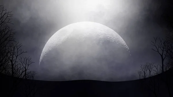 Σιλουέτα Δέντρου Φεγγάρι — Φωτογραφία Αρχείου