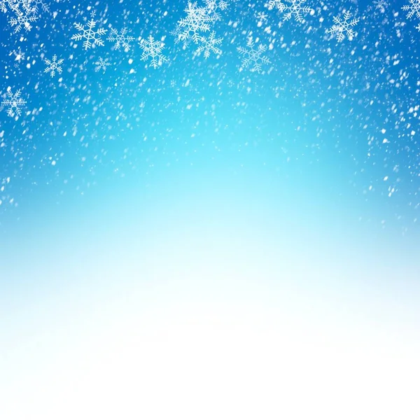 雪とボケの青い冬の背景 — ストック写真
