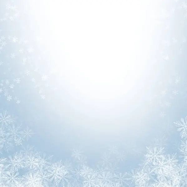 ライトブルーの背景に雪片と雪片が付いたクリスマスの背景 — ストック写真