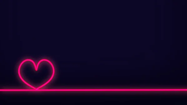 Neon Hart Met Pijl Zwarte Achtergrond Valentijnsdag Wenskaart — Stockfoto