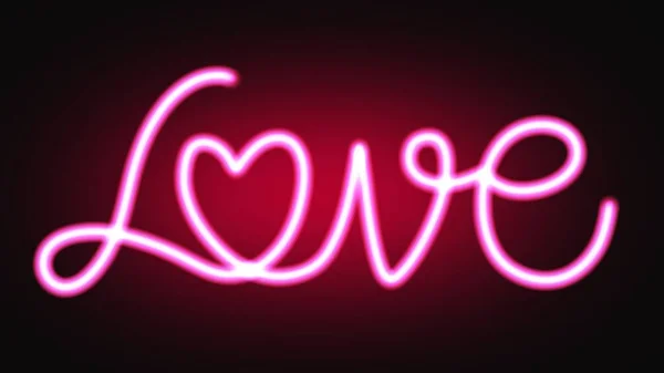 Neon Kärlek Tecken Med Hjärta — Stockfoto
