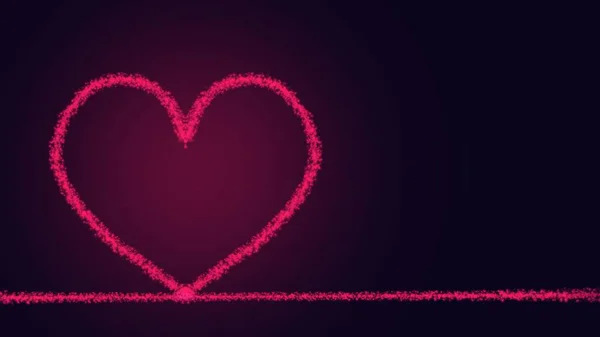 Neon Hart Donkere Achtergrond Valentijnsdag Wenskaart — Stockfoto