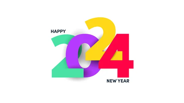 Happy New Year 2024 Number Design Template Isolated White Background — Stock Vector