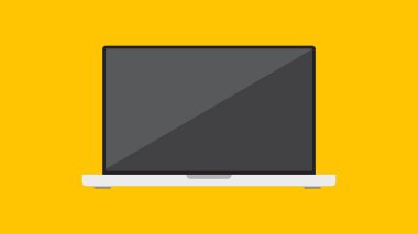 Dizüstü bilgisayar, sarı arkaplanda izole edilmiş, illüstrasyon Vektör EPS 10