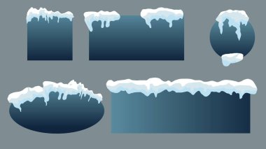 Kar ve buz örtüsü afişleri kış mevsimlerinde, Düz Modern tasarım, illüstrasyon Vektör EPS 10 'da sergilendi