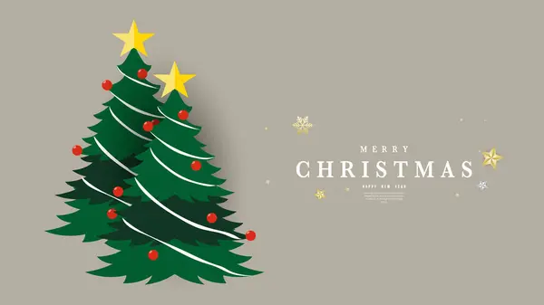 İki Noel ağacı, Mutlu Noeller ve Mutlu Yıllar arkaplanı, Noel tatilinde element, Düz Modern tasarım, illüstrasyon Vektörü EPS 10